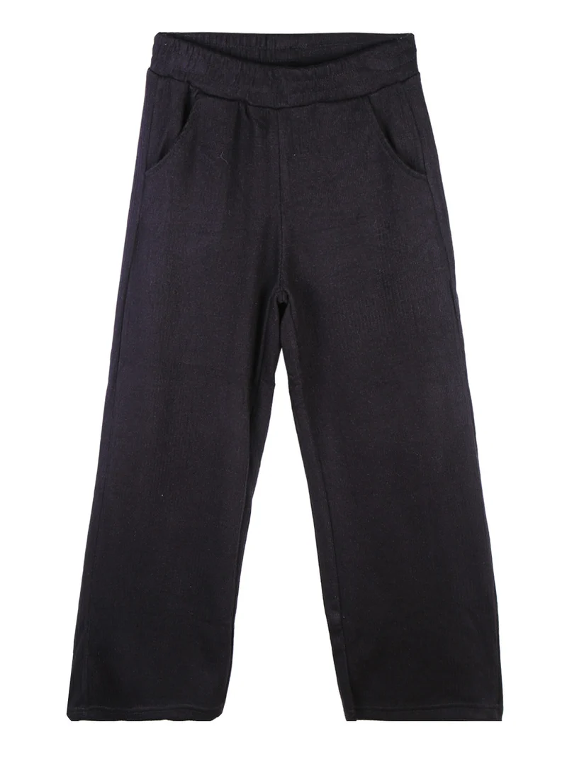Pantaloni da bambina in maglia a gamba larga - nero