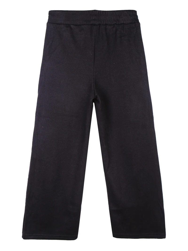 Pantaloni da bambina in maglia a gamba larga - nero