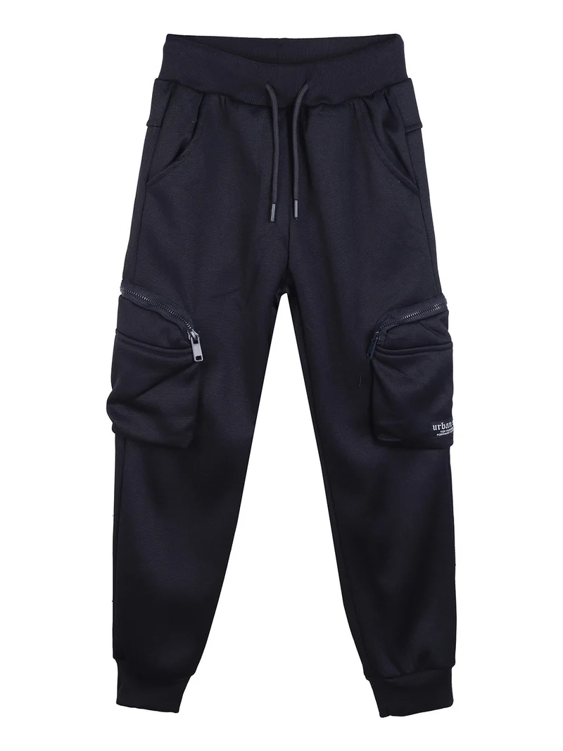 Pantaloni da bambino con tasconi laterali e polsini - blu scuro