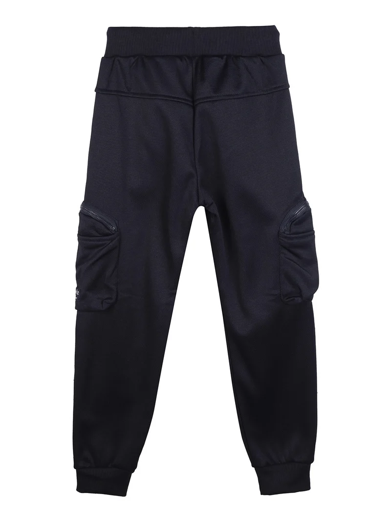 Pantaloni da bambino con tasconi laterali e polsini - blu scuro