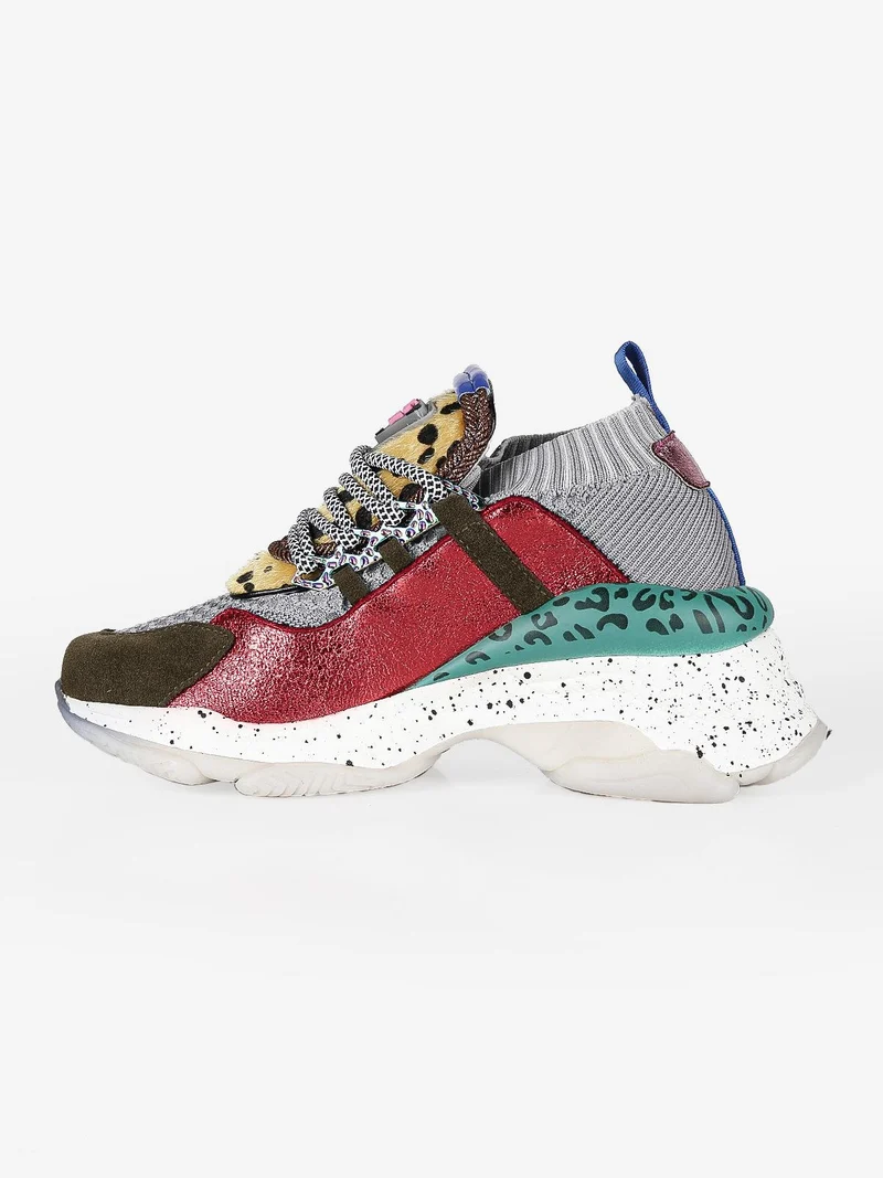 Sneakers donna multicolor con zeppa - grigio