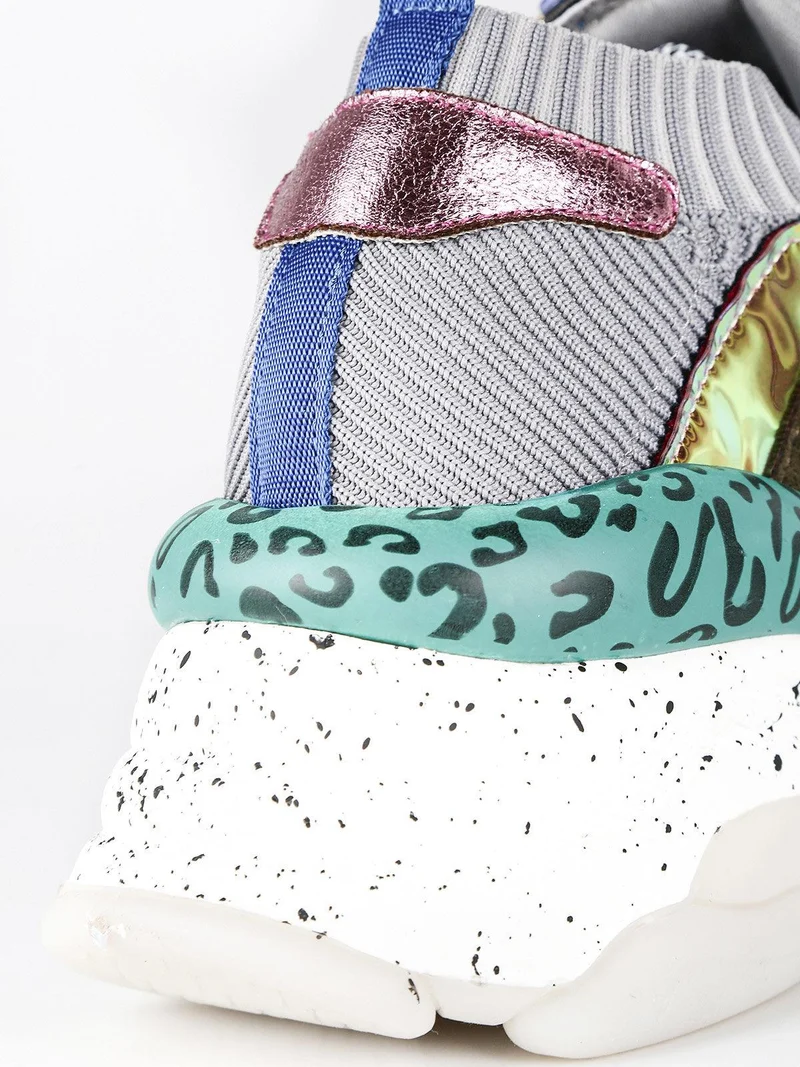 Sneakers donna multicolor con zeppa - grigio