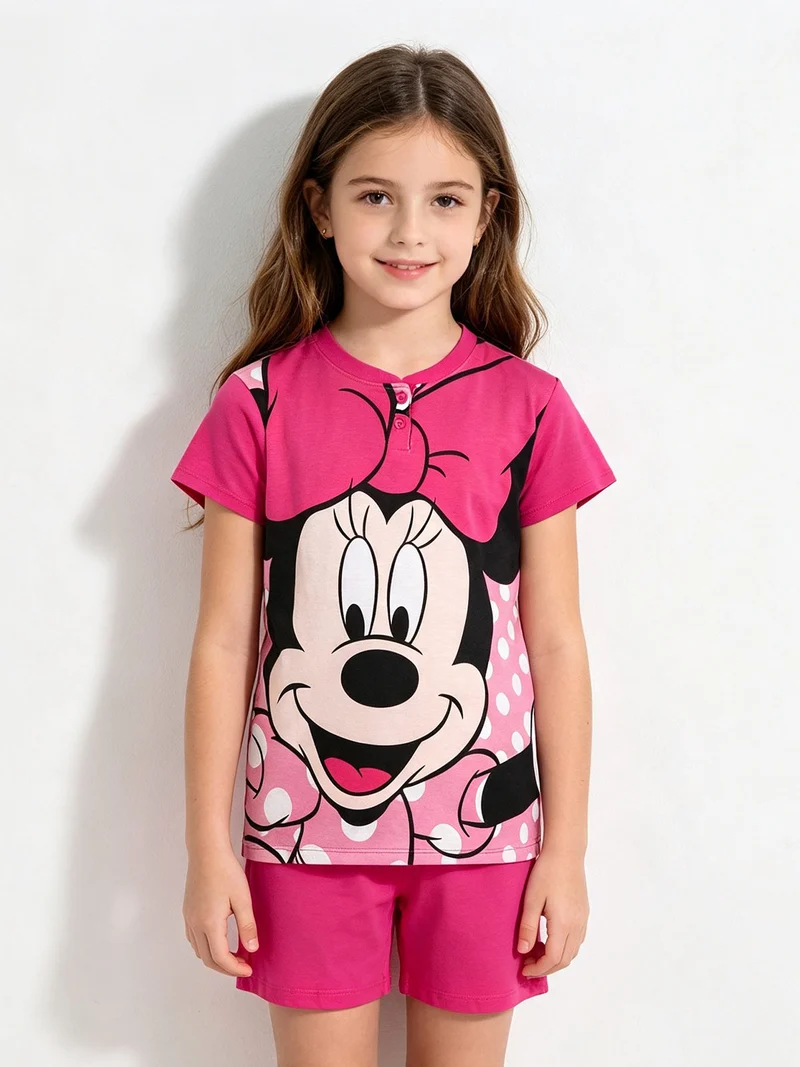 Pigiama corto Minnie da bambina - fucsia