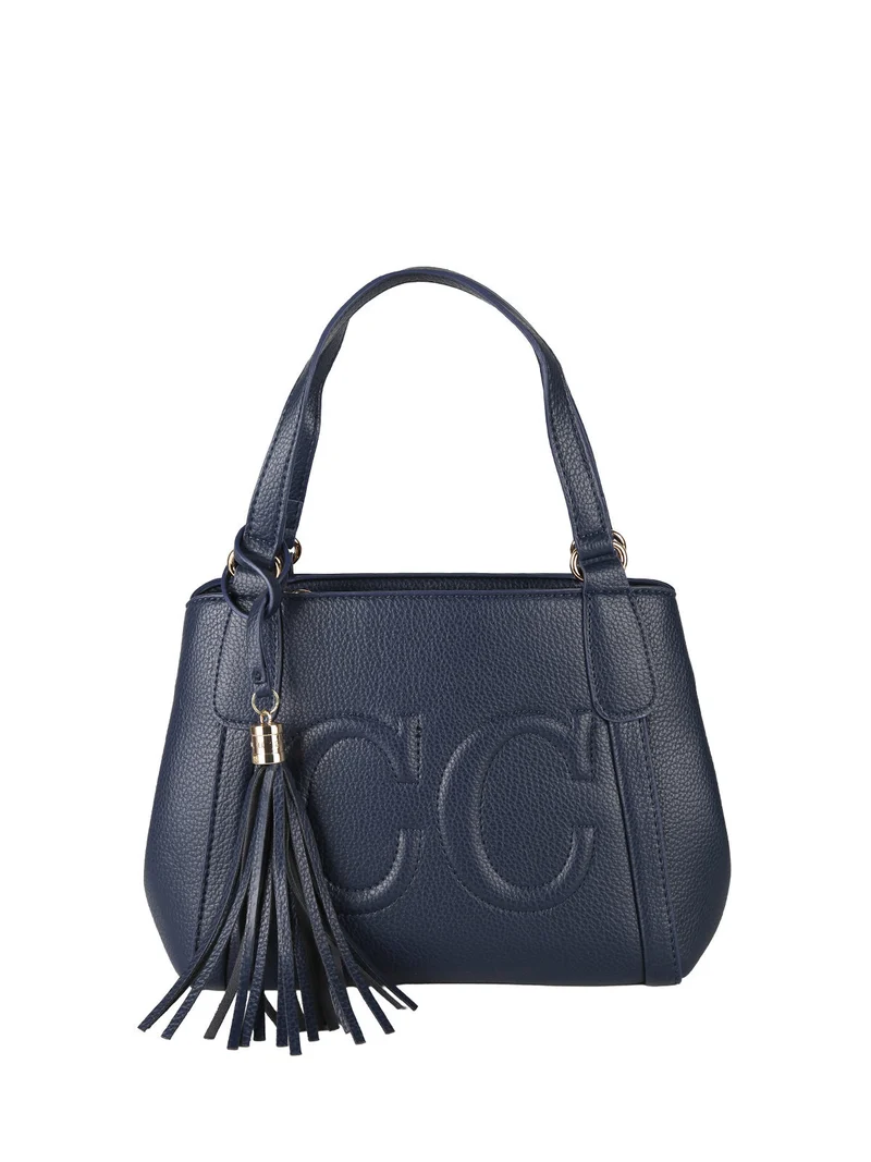 Borsa donna mini tote in ecopelle - blu scuro