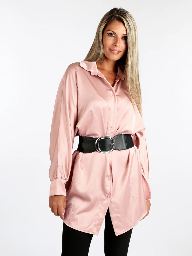 Maxi camicia donna con manica a pipistrello - rosa