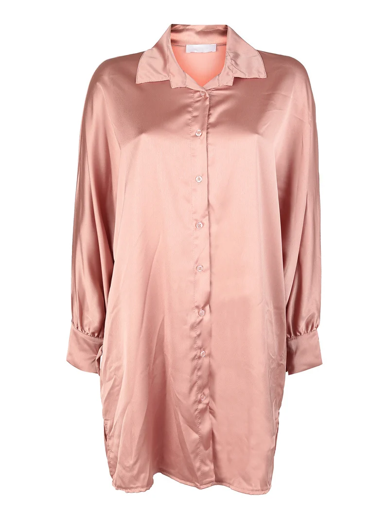 Maxi camicia donna con manica a pipistrello - rosa