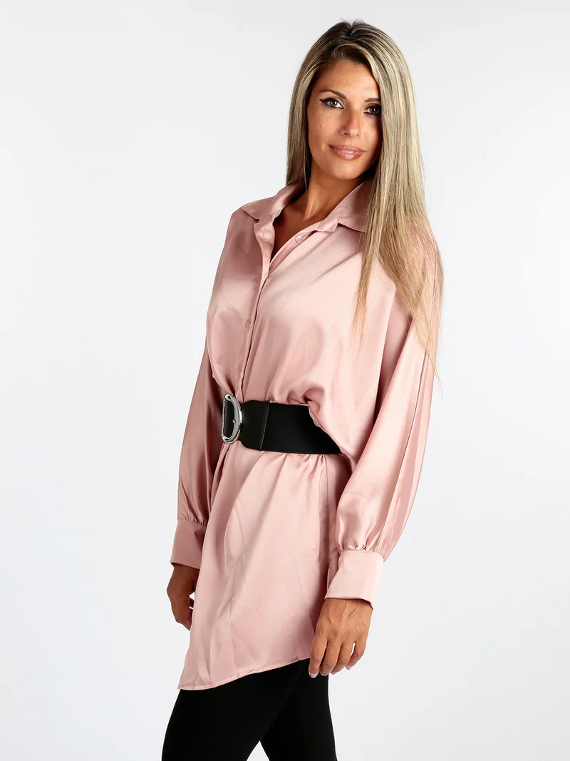 Maxi camicia donna con manica a pipistrello - rosa