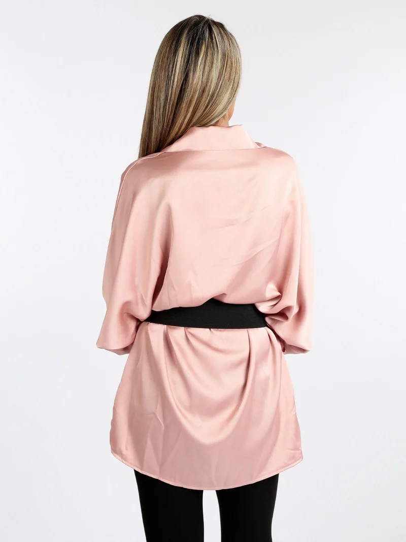 Maxi camicia donna con manica a pipistrello - rosa