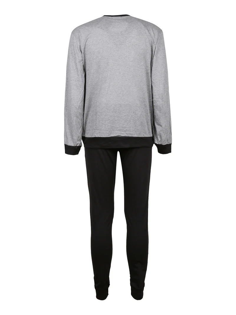 Pigiama lungo da uomo in cotone - grigio