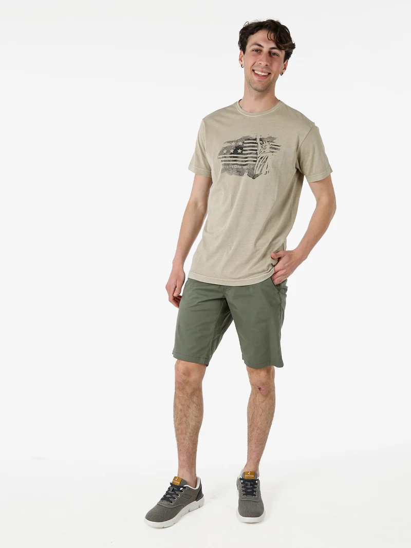 Bermuda da uomo in misto cotone - militare