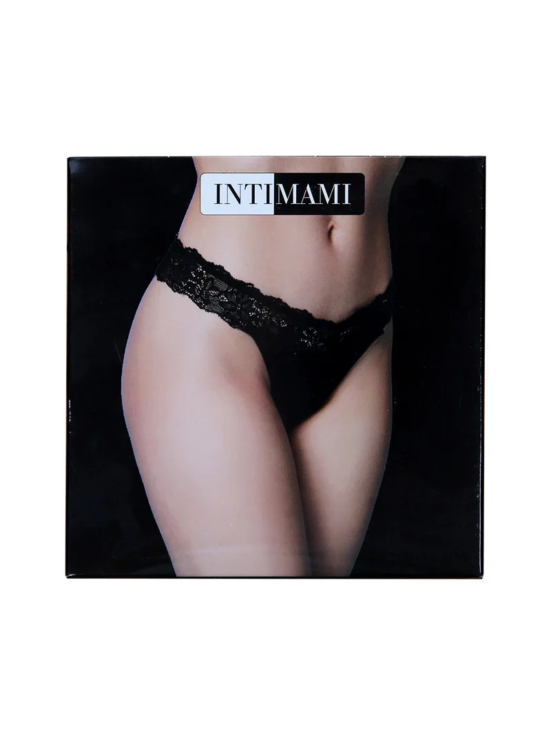 Brasiliana in cotone bielastico con pizzo - nero