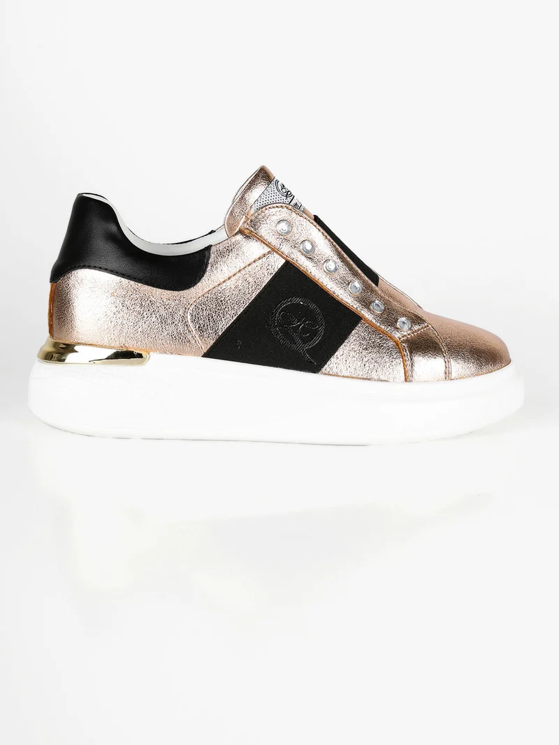Sneakers donna slip on con strass - oro