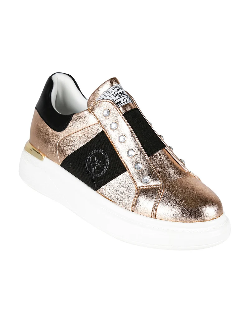 Sneakers donna slip on con strass - oro