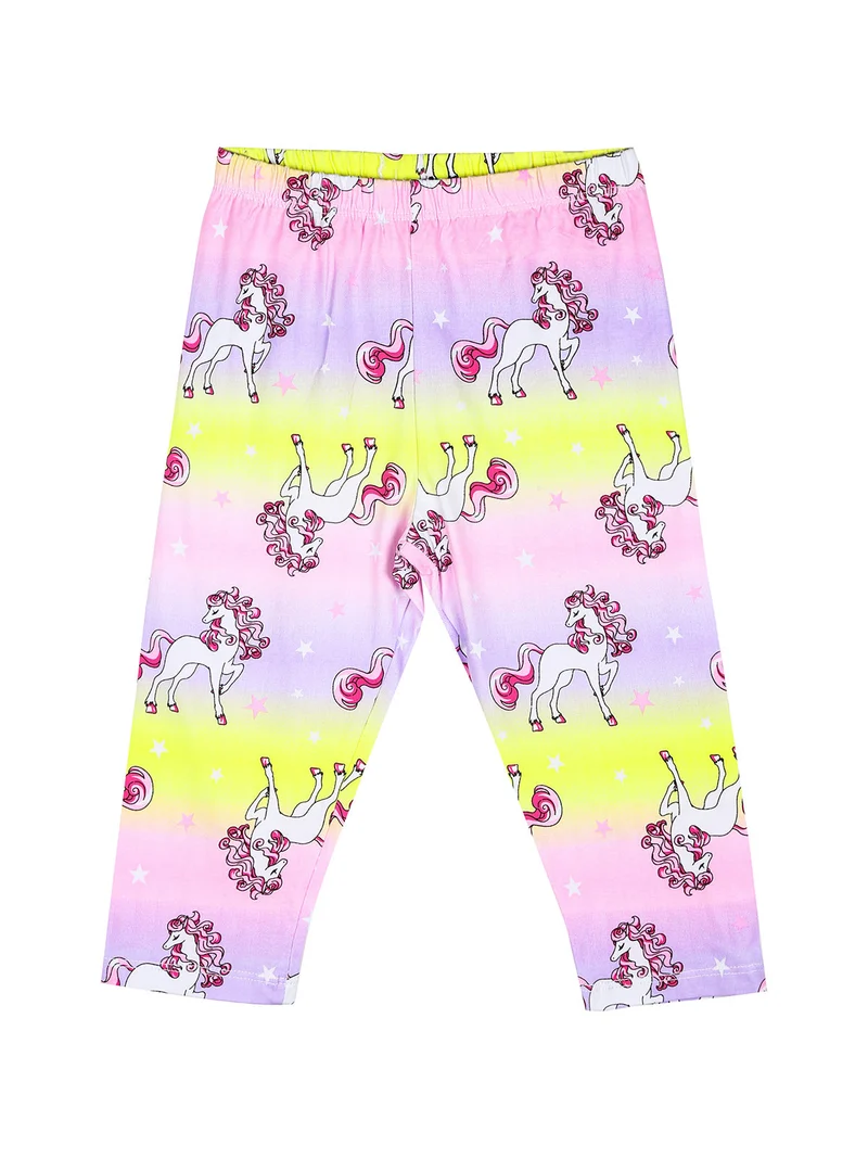 Completo da bambina unicorno con t-shirt e pinocchietti - bianco