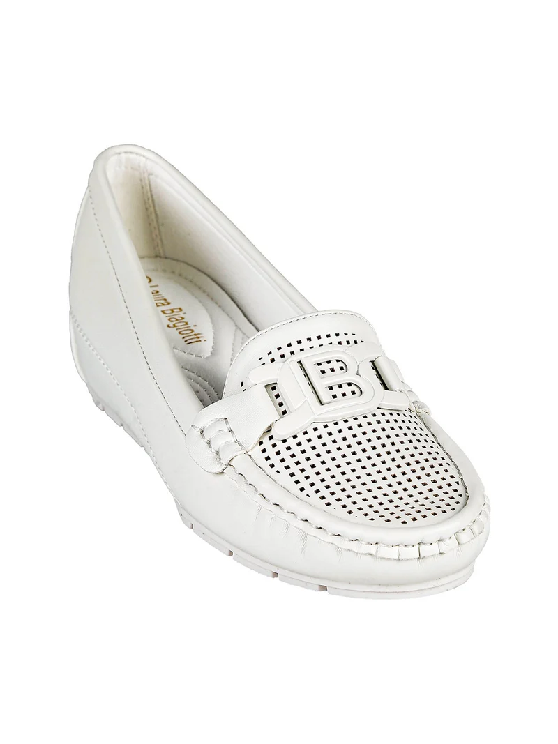 Mocassini donna con zeppa - bianco