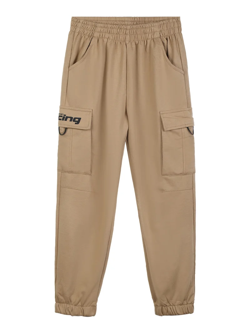 Pantaloni sportivi da bambino con tasconi e polsini - khaki