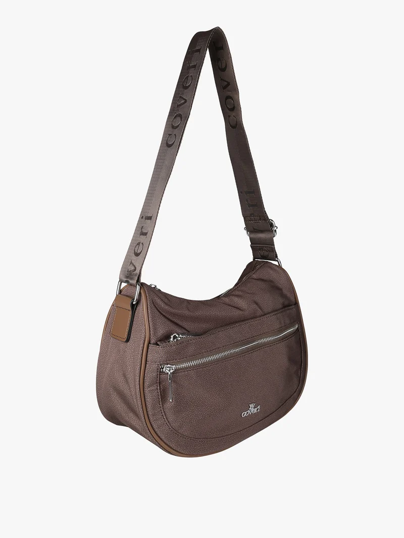 Borsa a tracolla da donna in nylon - moro