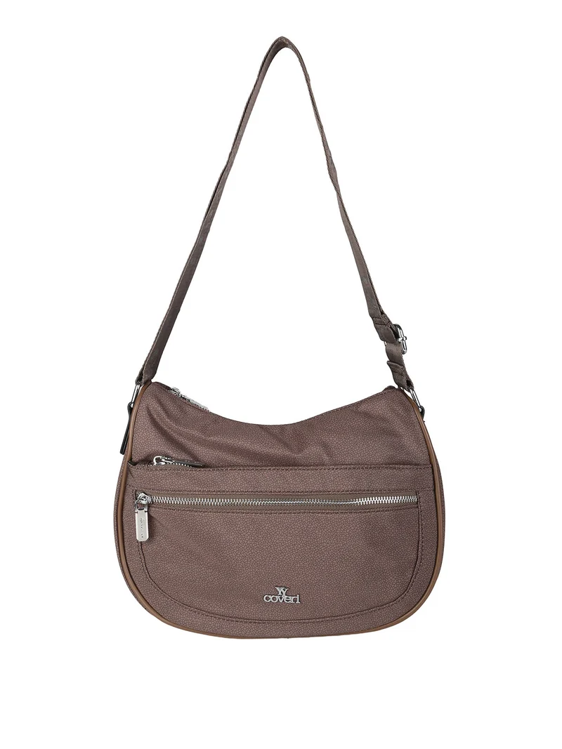 Borsa a tracolla da donna in nylon - moro