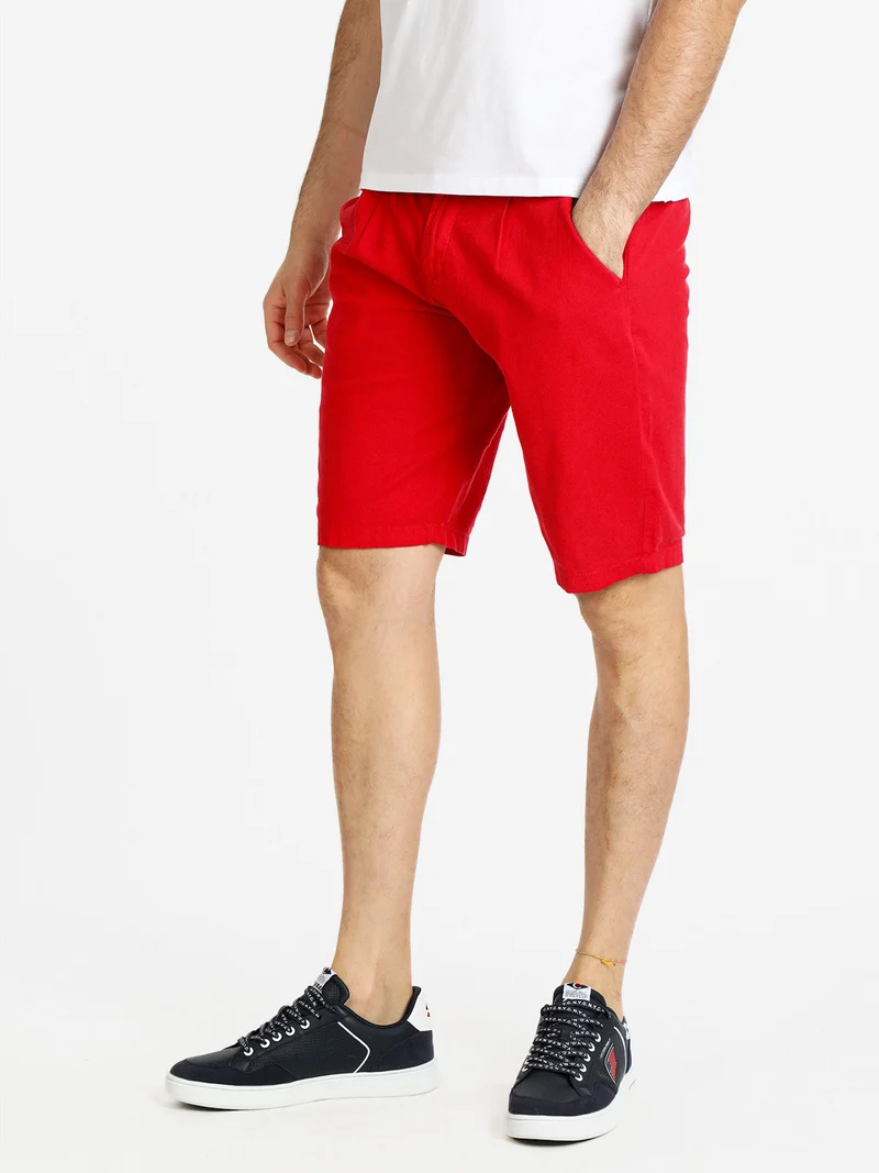 Bermuda in lino da uomo - rosso