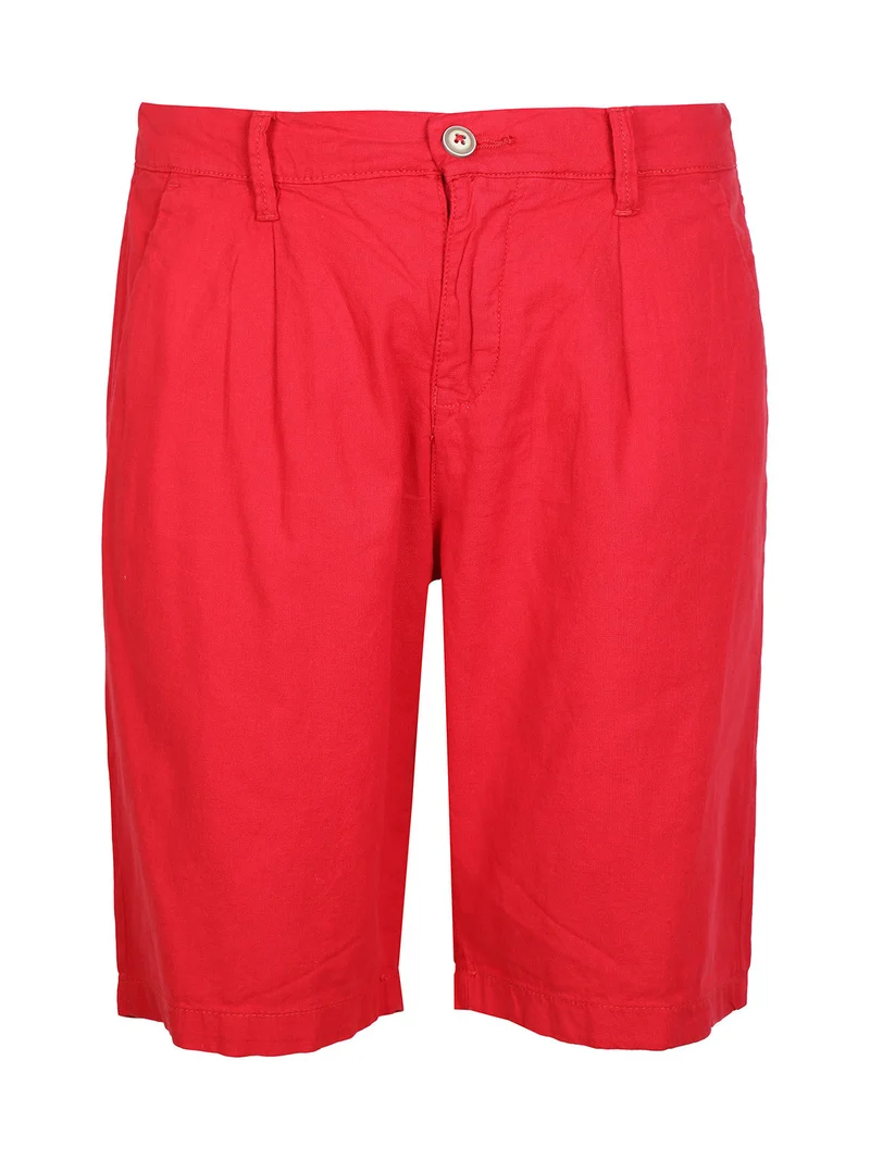 Bermuda in lino da uomo - rosso