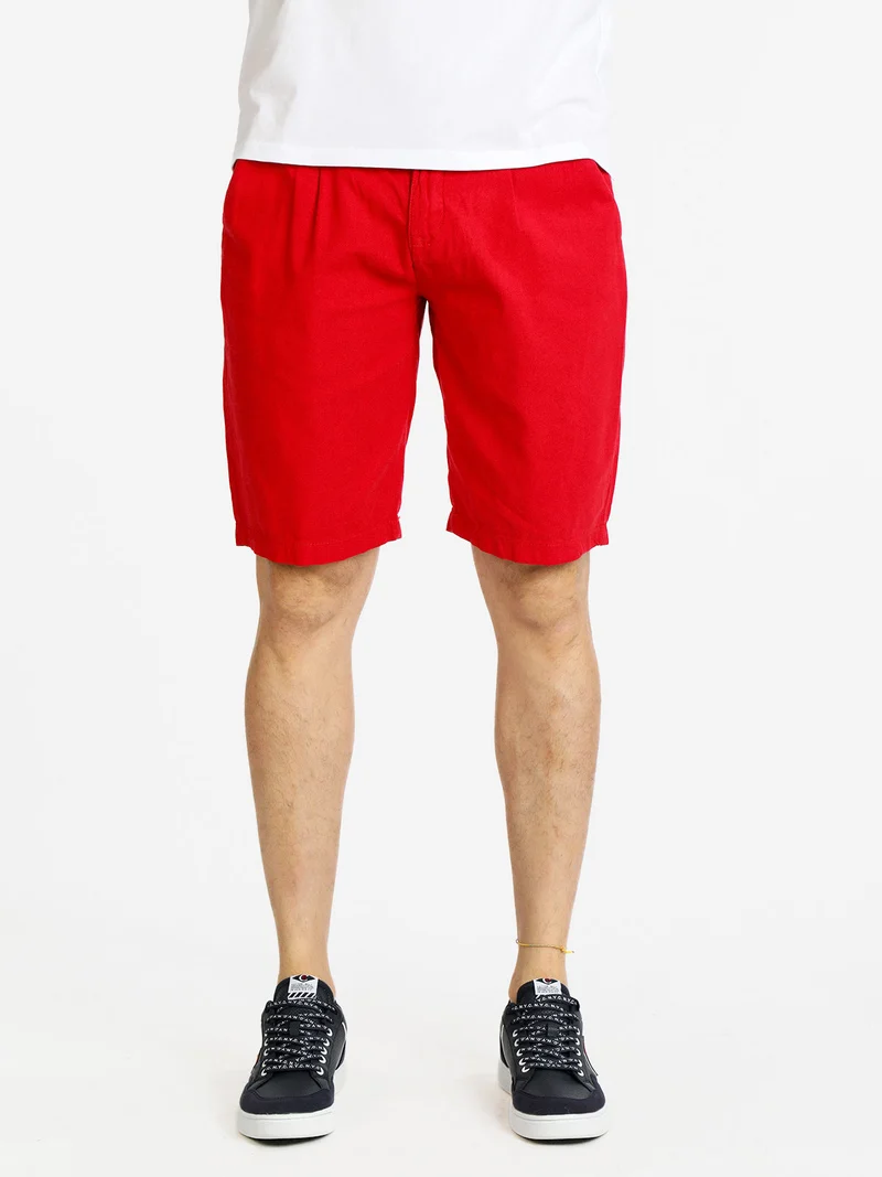 Bermuda in lino da uomo - rosso