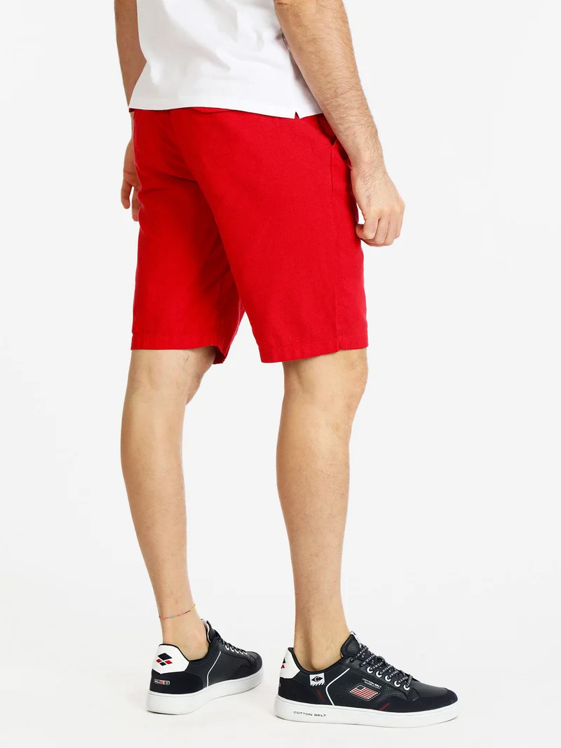 Bermuda in lino da uomo - rosso