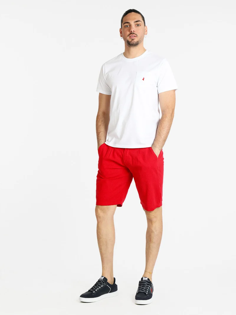 Bermuda in lino da uomo - rosso