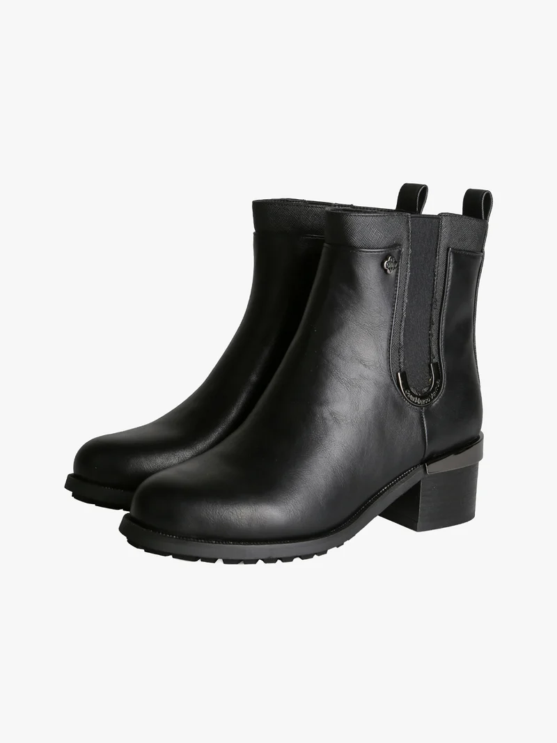Stivaletti donna con zip e tacco largo - nero