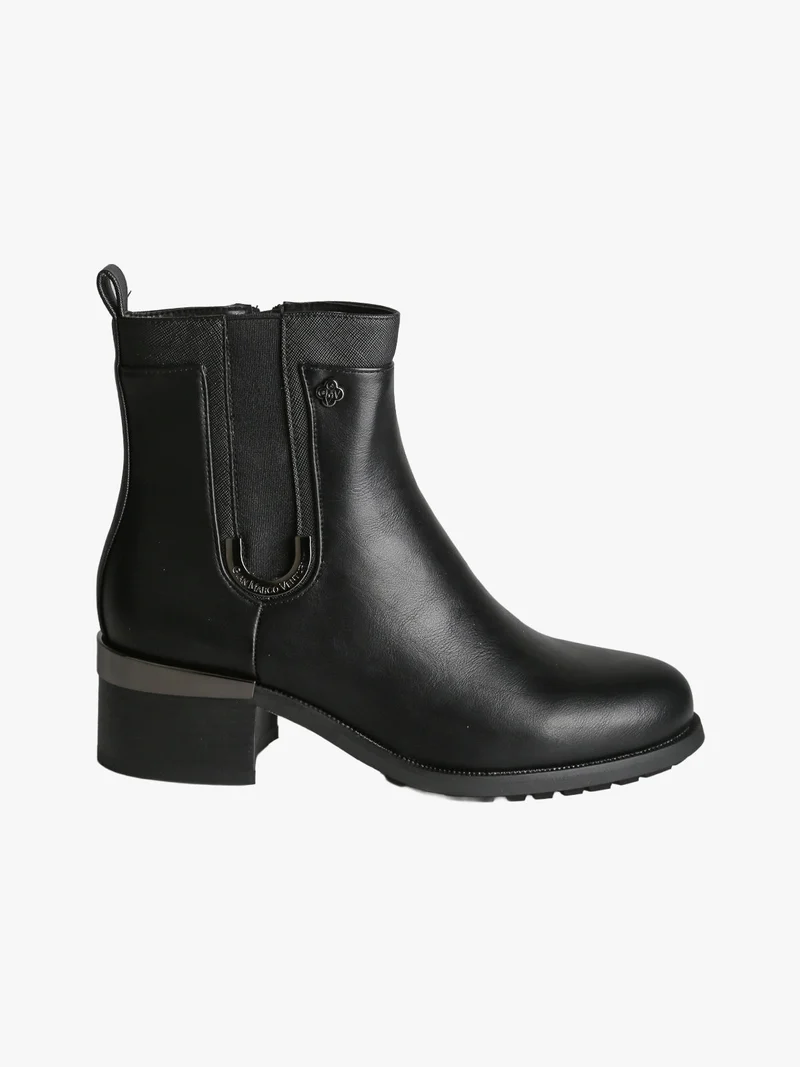 Stivaletti donna con zip e tacco largo - nero