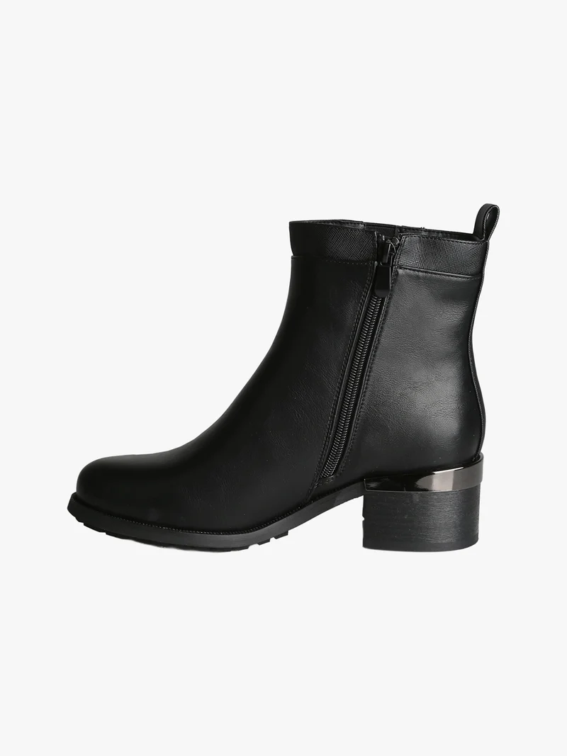 Stivaletti donna con zip e tacco largo - nero