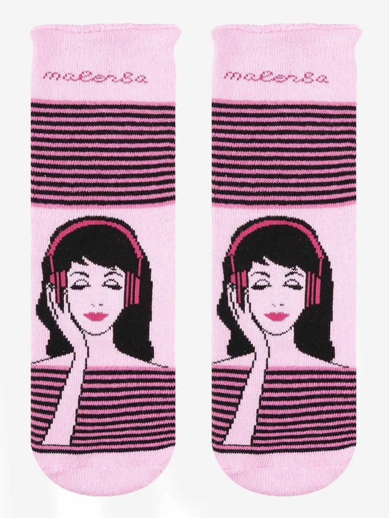 Calze antiscivolo bambina in caldo cotone con stampe - rosa