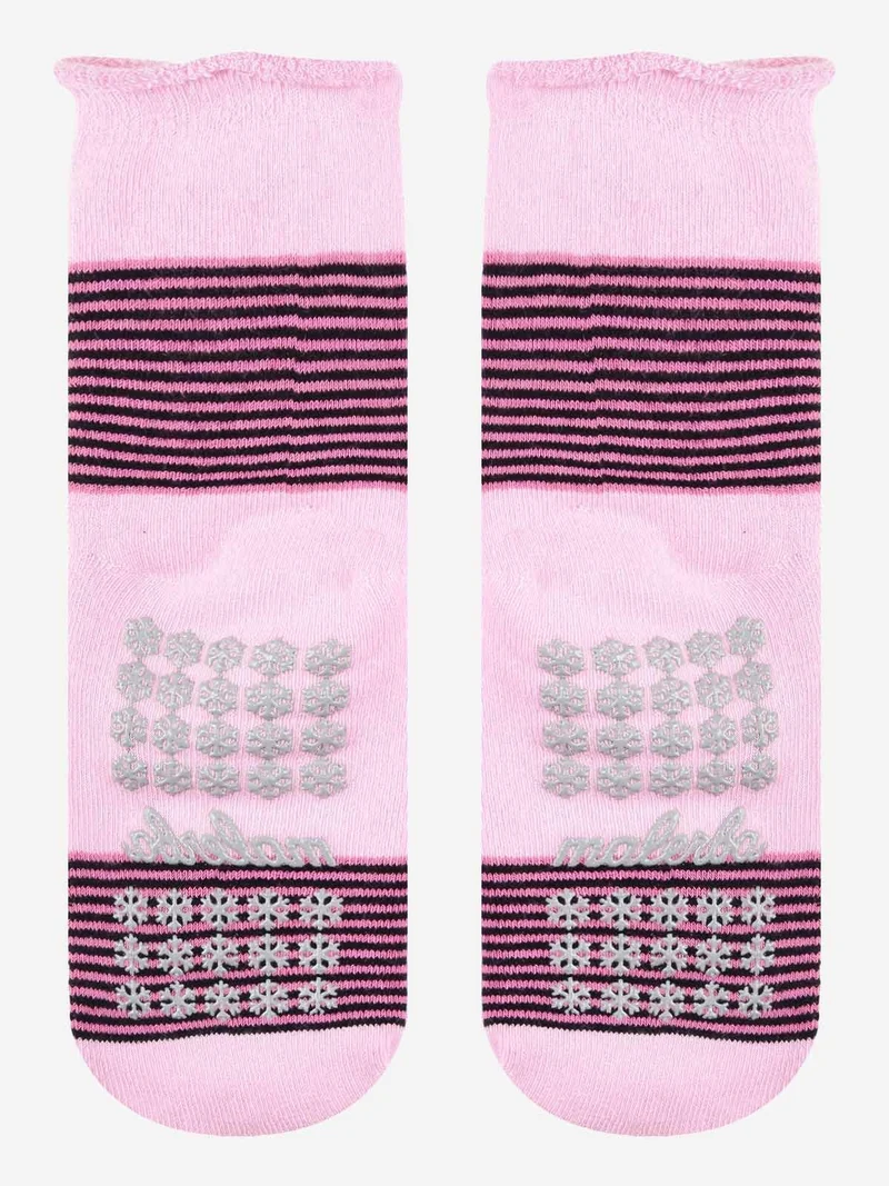 Calze antiscivolo bambina in caldo cotone con stampe - rosa