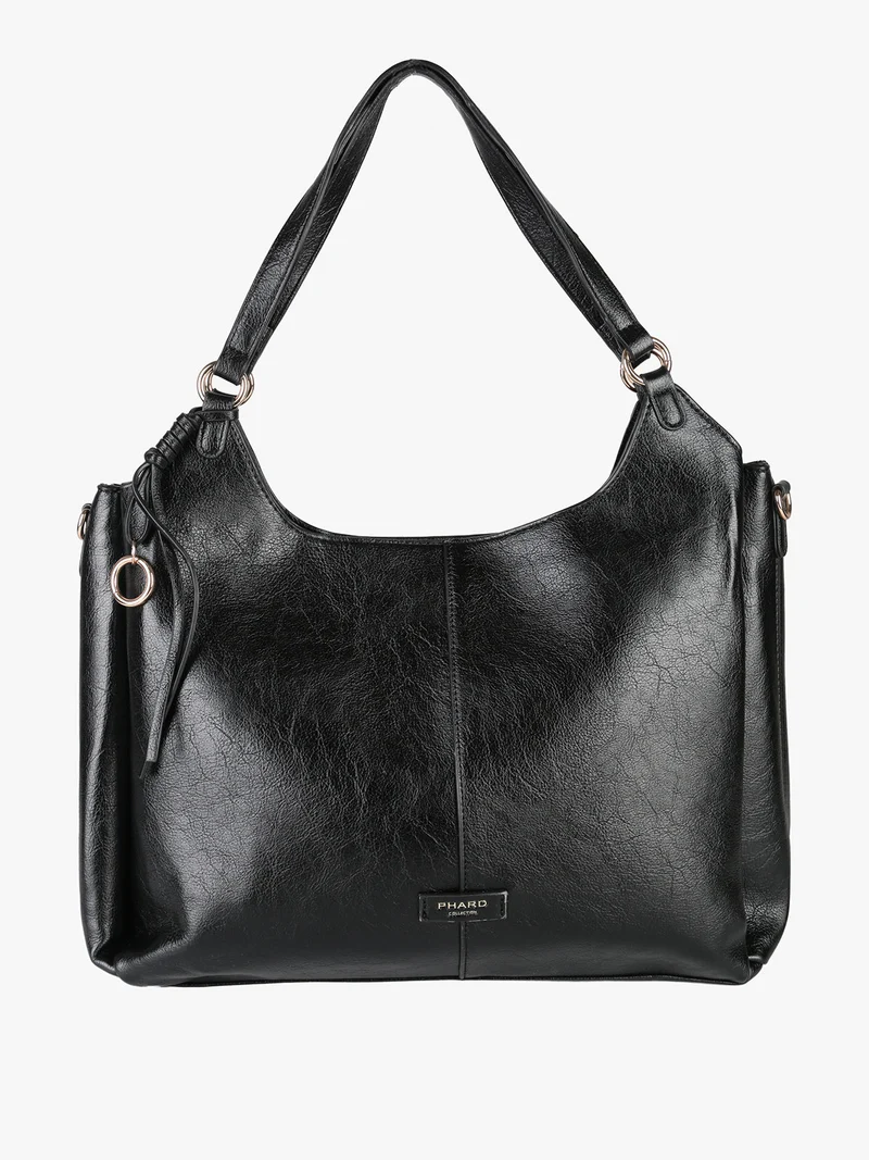 Borsa hobo da donna con doppi manici - nero