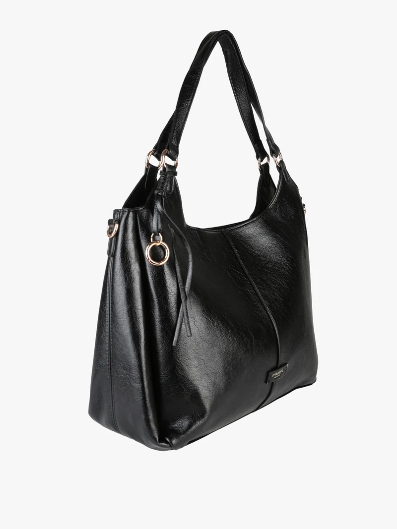 Borsa hobo da donna con doppi manici - nero