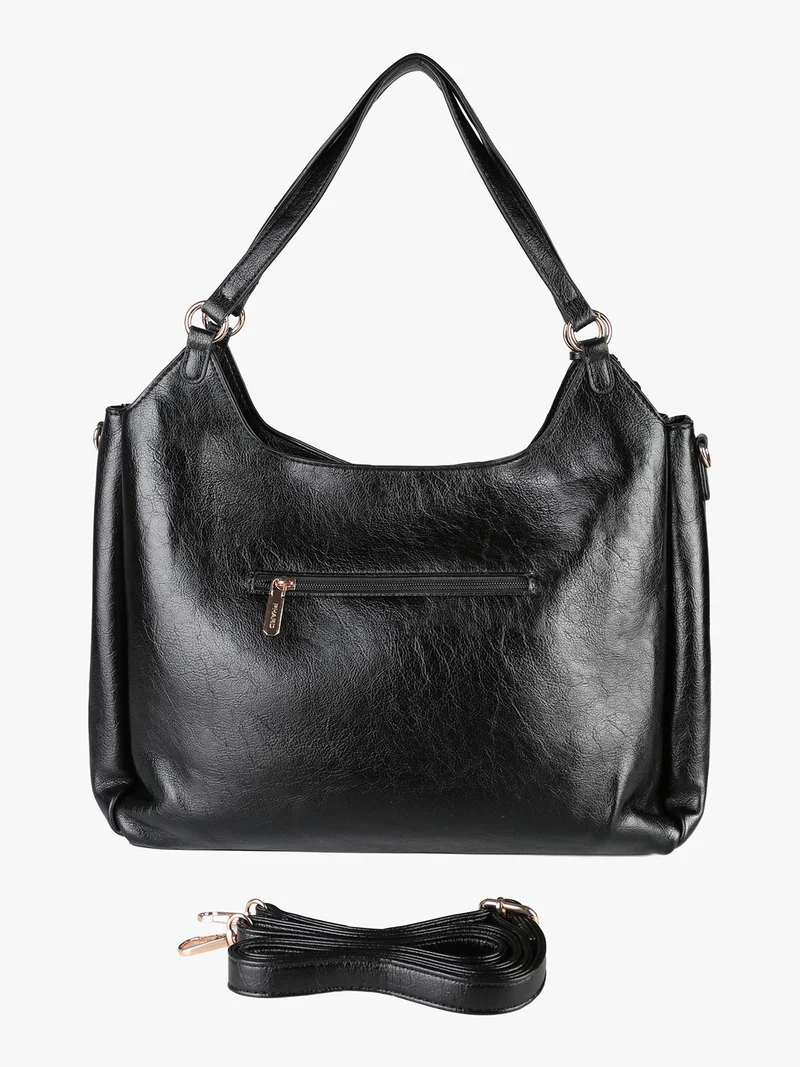 Borsa hobo da donna con doppi manici - nero