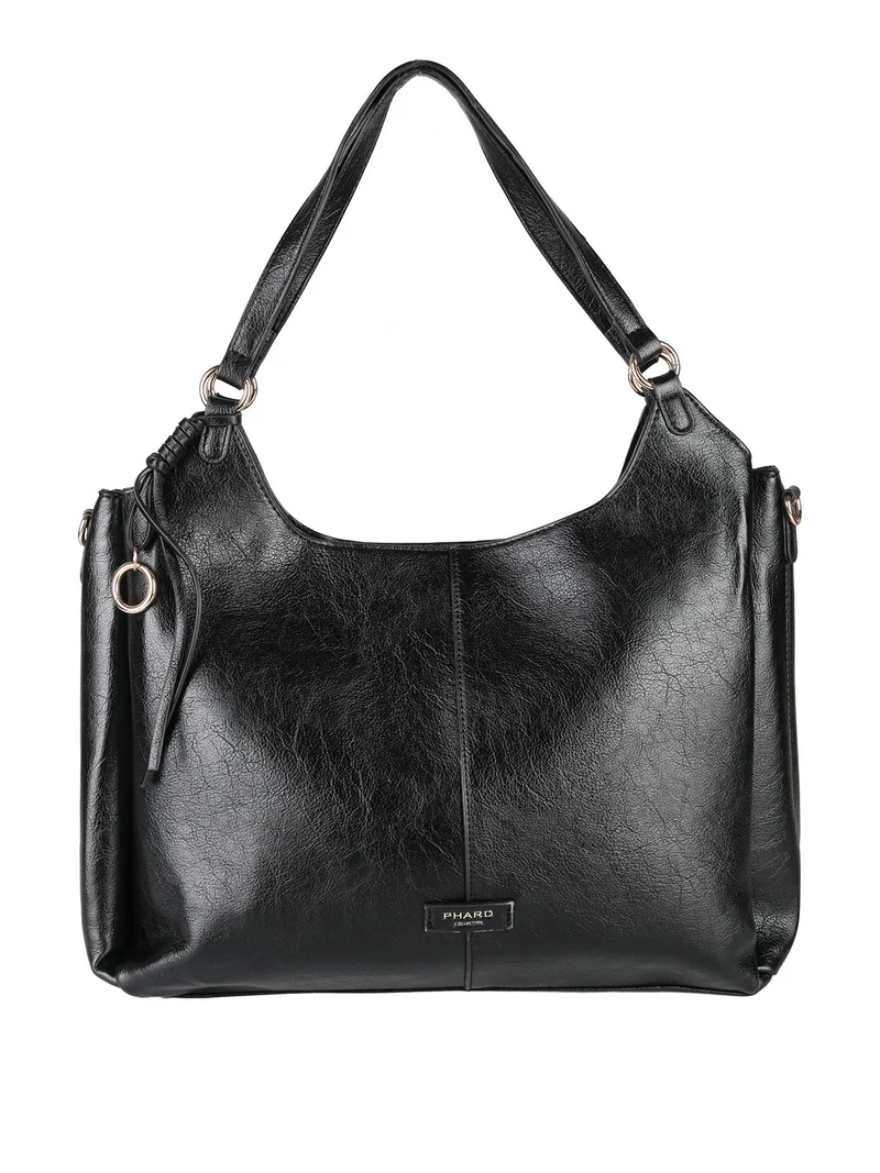 Borsa hobo da donna con doppi manici - nero