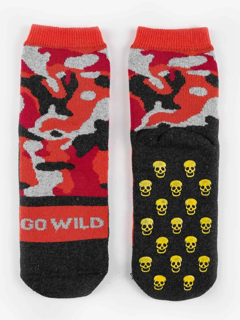 Calze antiscivolo da bambino con stampe - grigio scuro