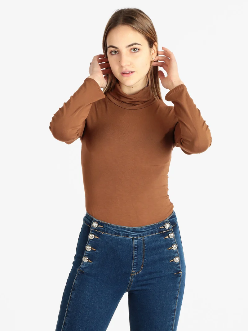 Body dolcevita manica lunga - marrone