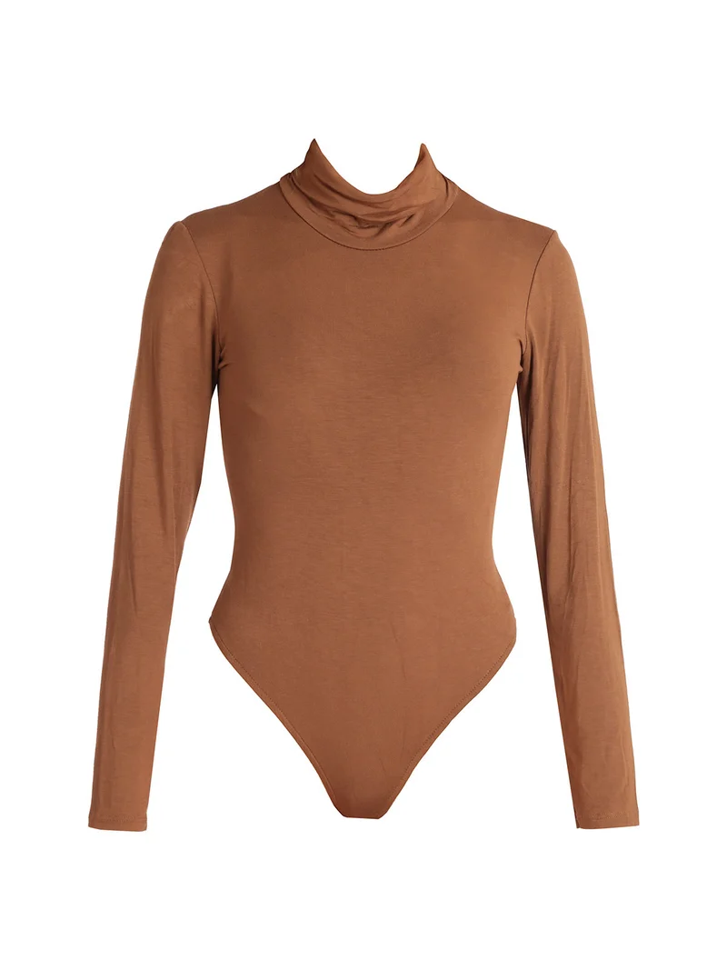 Body dolcevita manica lunga - marrone