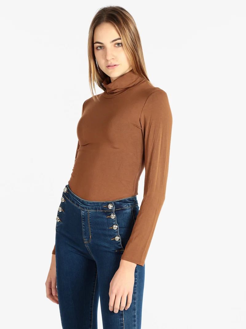 Body dolcevita manica lunga - marrone