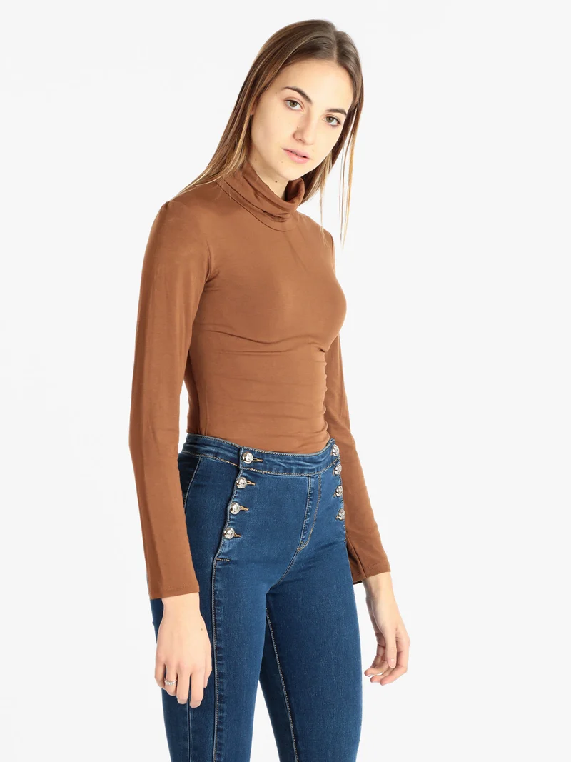 Body dolcevita manica lunga - marrone