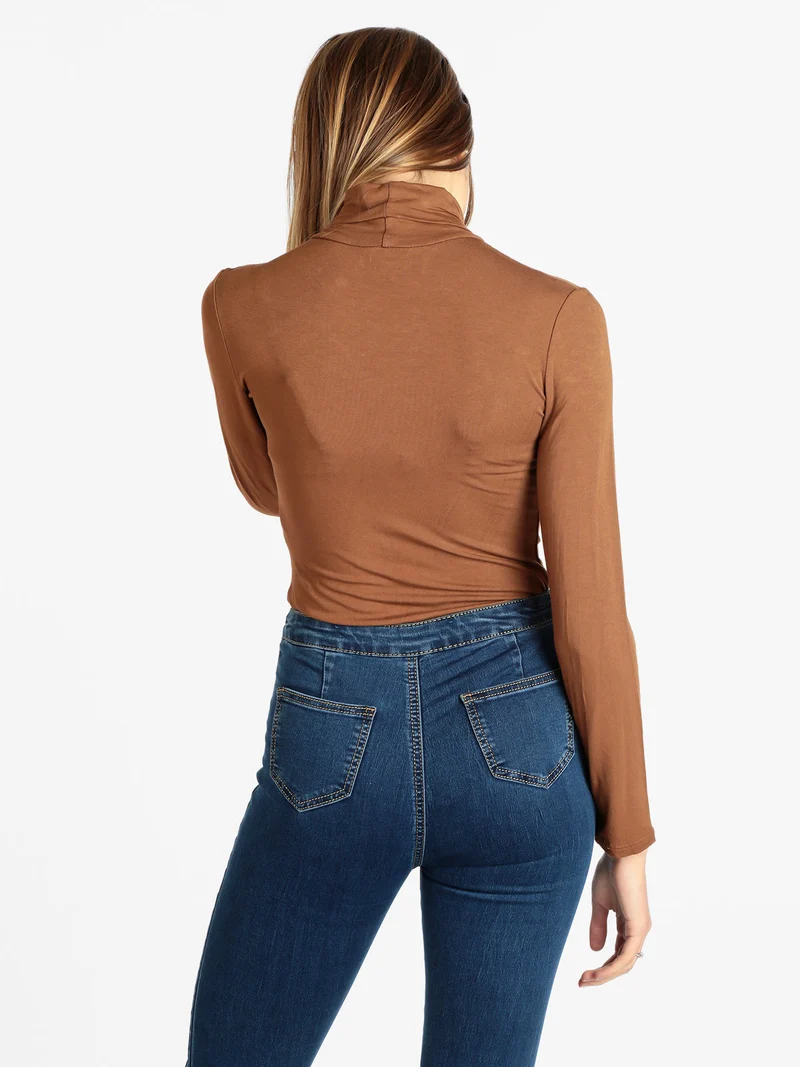 Body dolcevita manica lunga - marrone