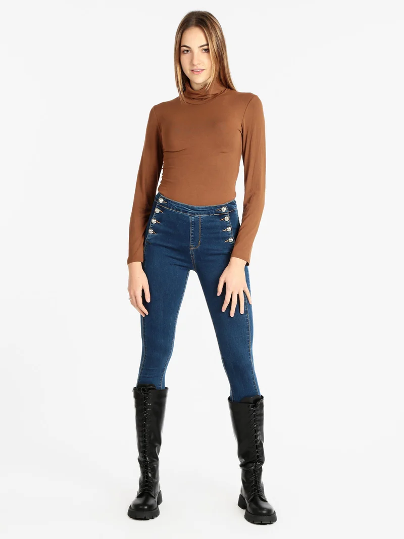 Body dolcevita manica lunga - marrone
