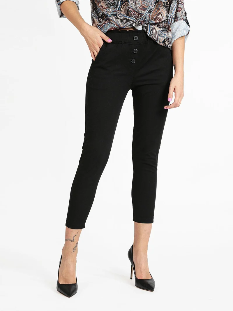 Pantaloni casual donna in cotone - nero