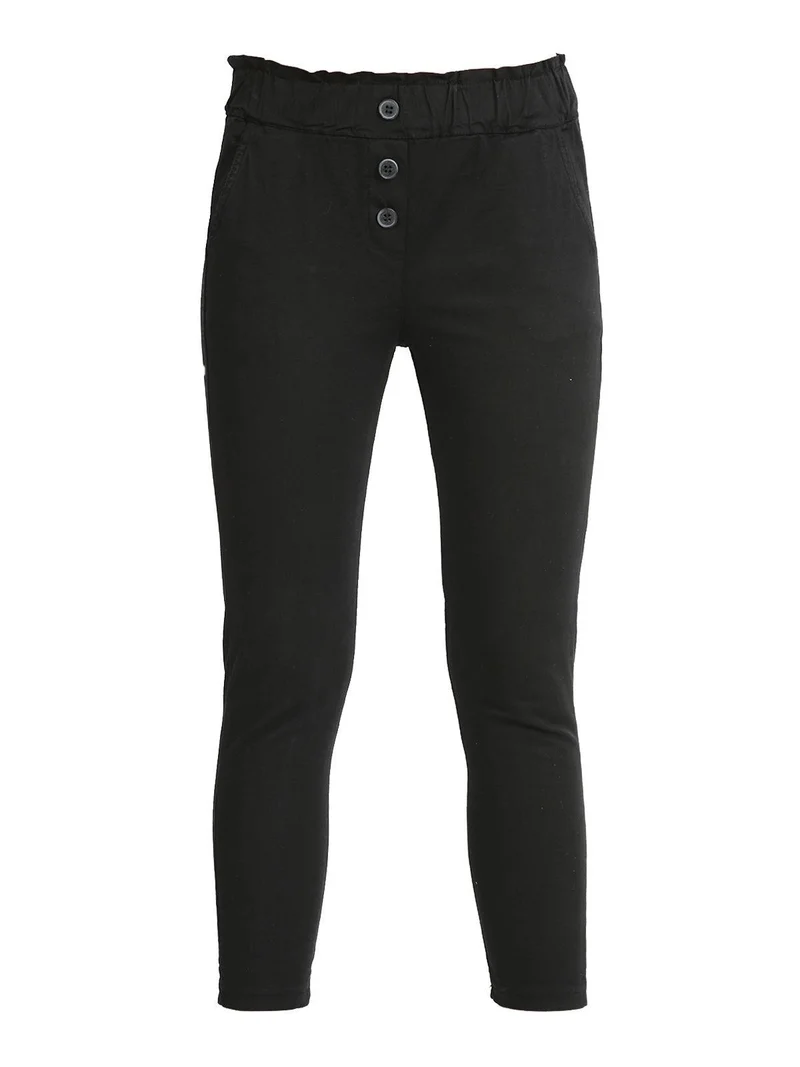 Pantaloni casual donna in cotone - nero
