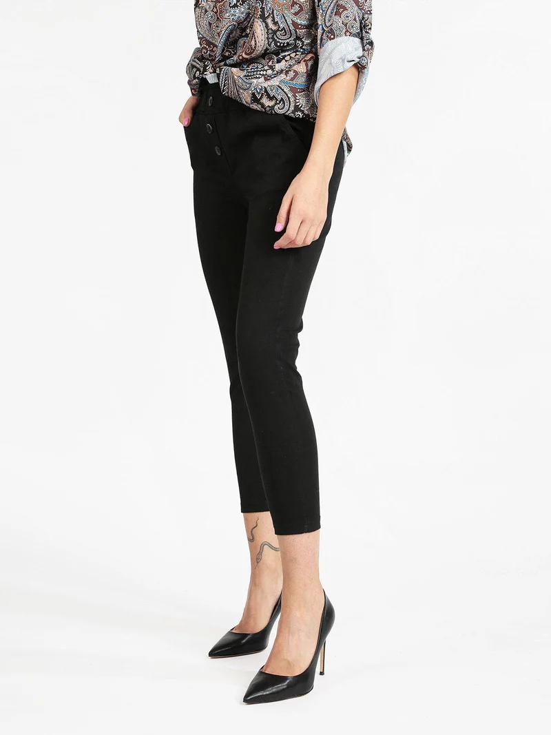 Pantaloni casual donna in cotone - nero