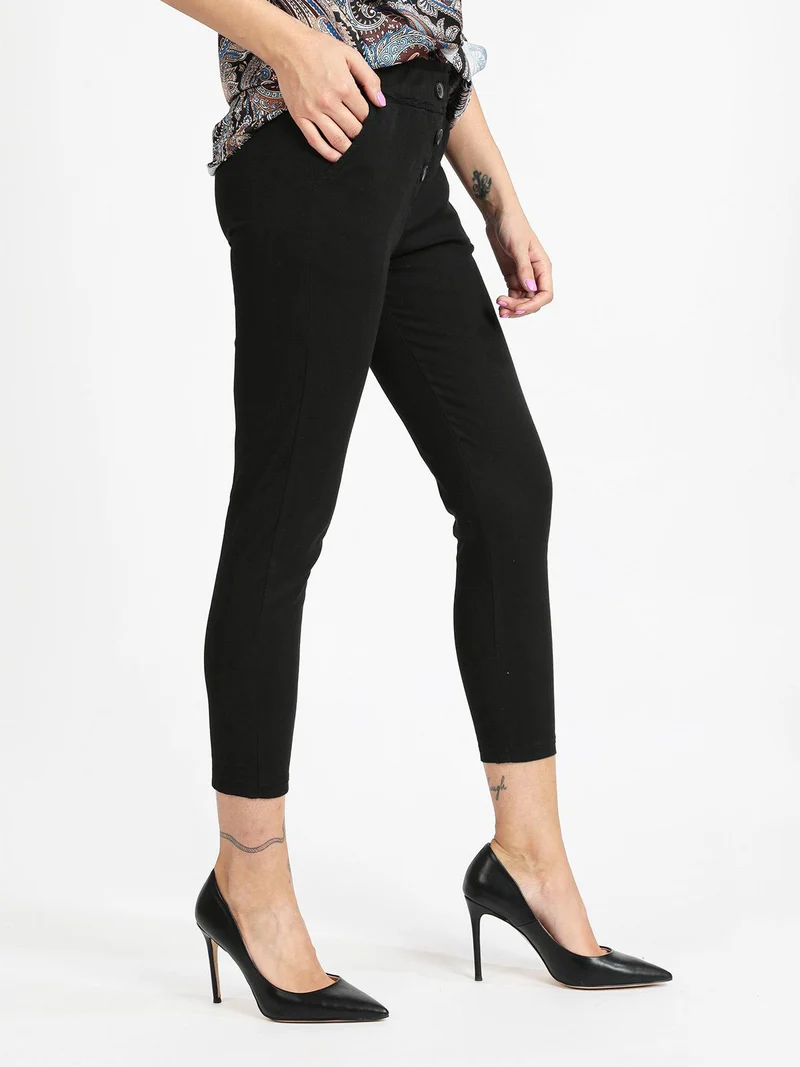 Pantaloni casual donna in cotone - nero
