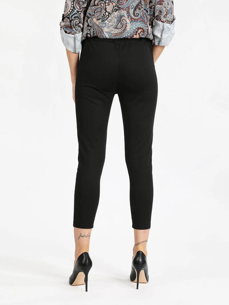 Pantaloni casual donna in cotone - nero