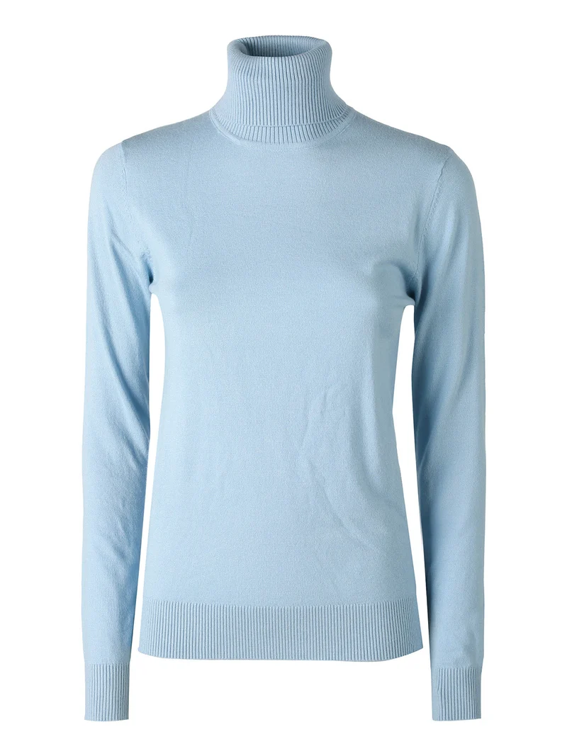 Maglia dolcevita donna in tinta unita - azzurro