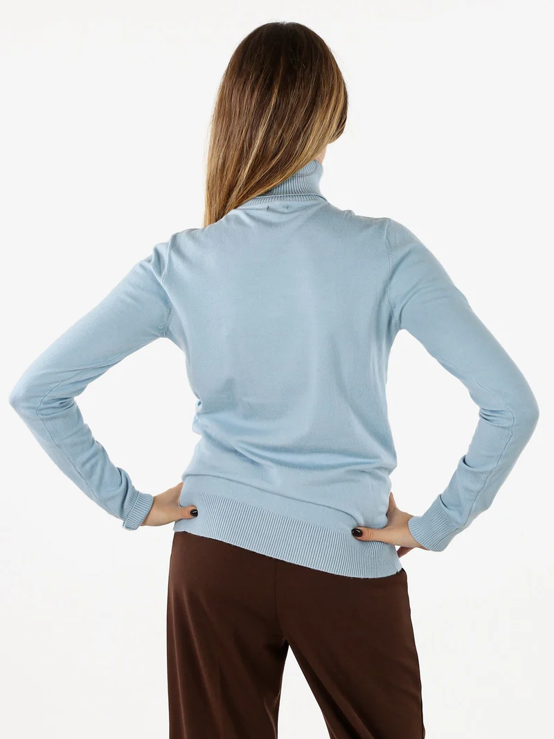 Maglia dolcevita donna in tinta unita - azzurro